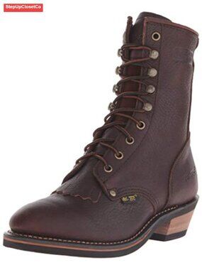 Full Grain Leather Packer Work Boots Lace Up Mid-Calf